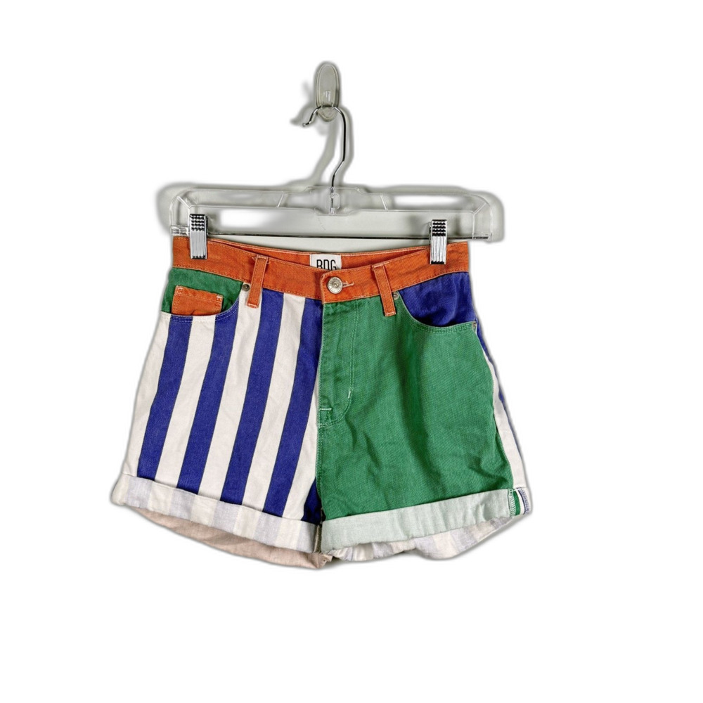 BDG Urban Outfiters Block Striped Shorts Size 25 High Waisted Rise Cotton Retro